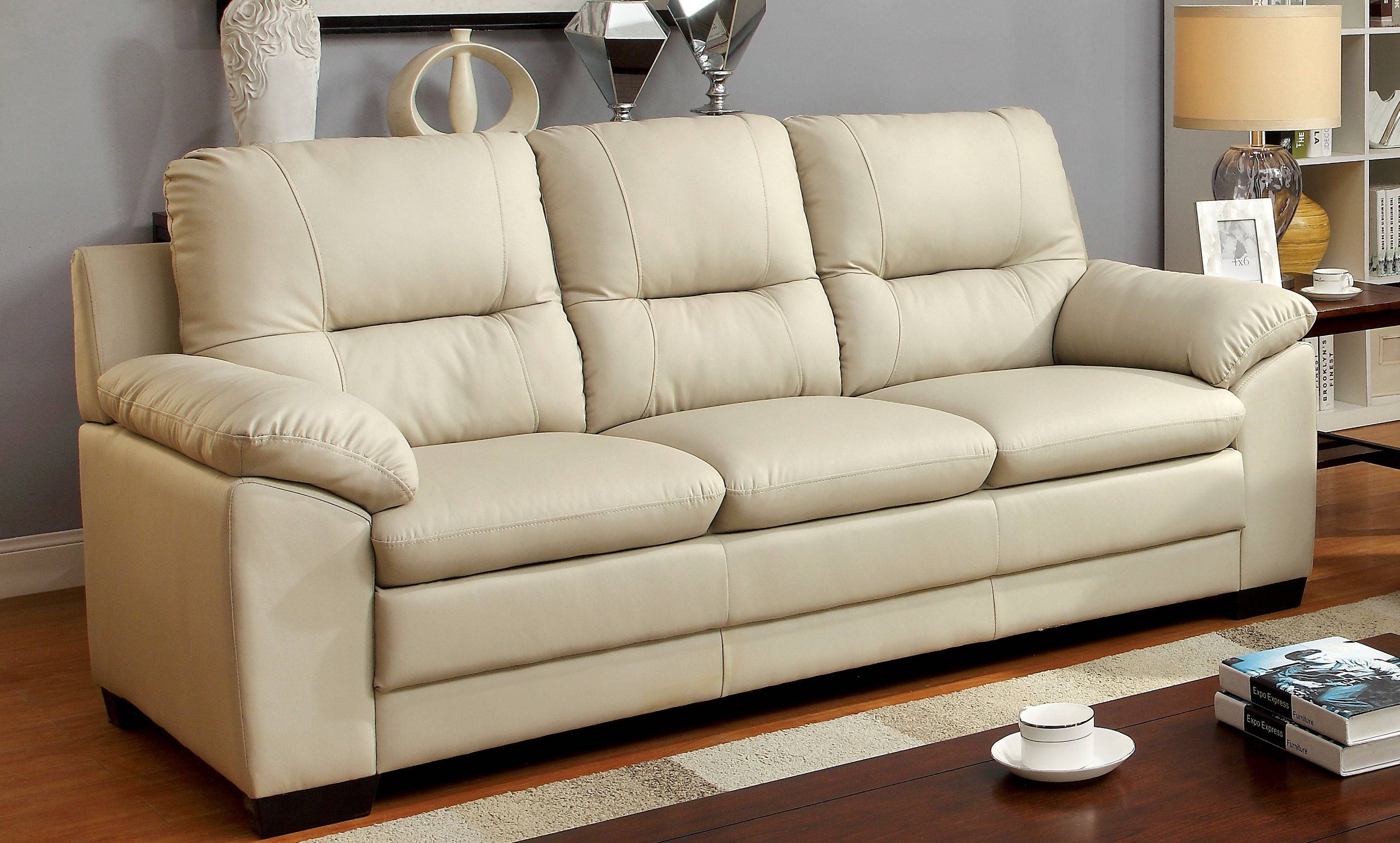 Tory Contemporary Tufted Back Sofa in Ivory